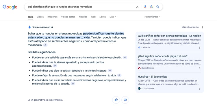 Resultado AI Overwiews